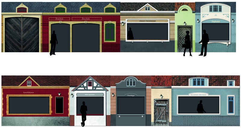 Der grafische Entwurf der Fassaden im Stil der Gründerzeit.