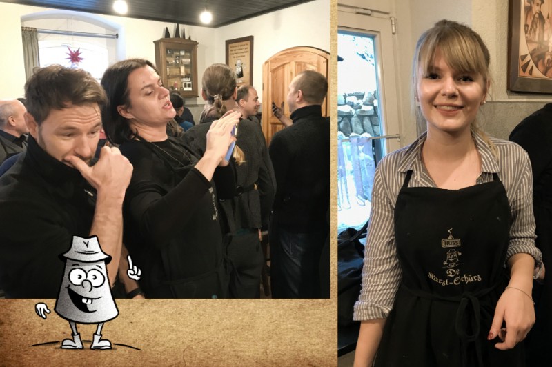 Die Ausstattung und Vorbereitung: „De Karzl-Schürz“ sitzt und die Duftaromen wurden vorab per Schnupftechnik getestet.