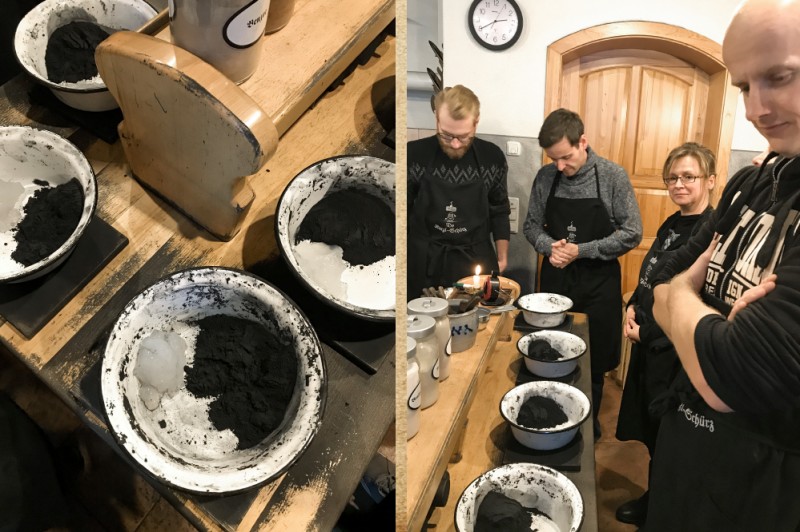 Die Zutaten: Holzkohle, Kartoffelstärke, Duftaromen und geschickte Hände.