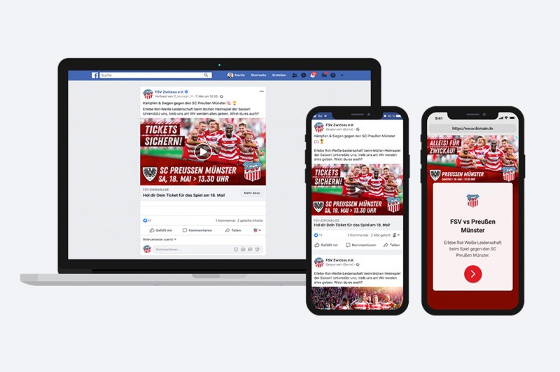 Auch bei Facebook, Instagram und Google sind die Heimspiele des FSV Zwickau präsent.