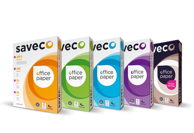 Eigene Farbsystematik für die verschiedenen Weißgrade des SAVECO Office Papers